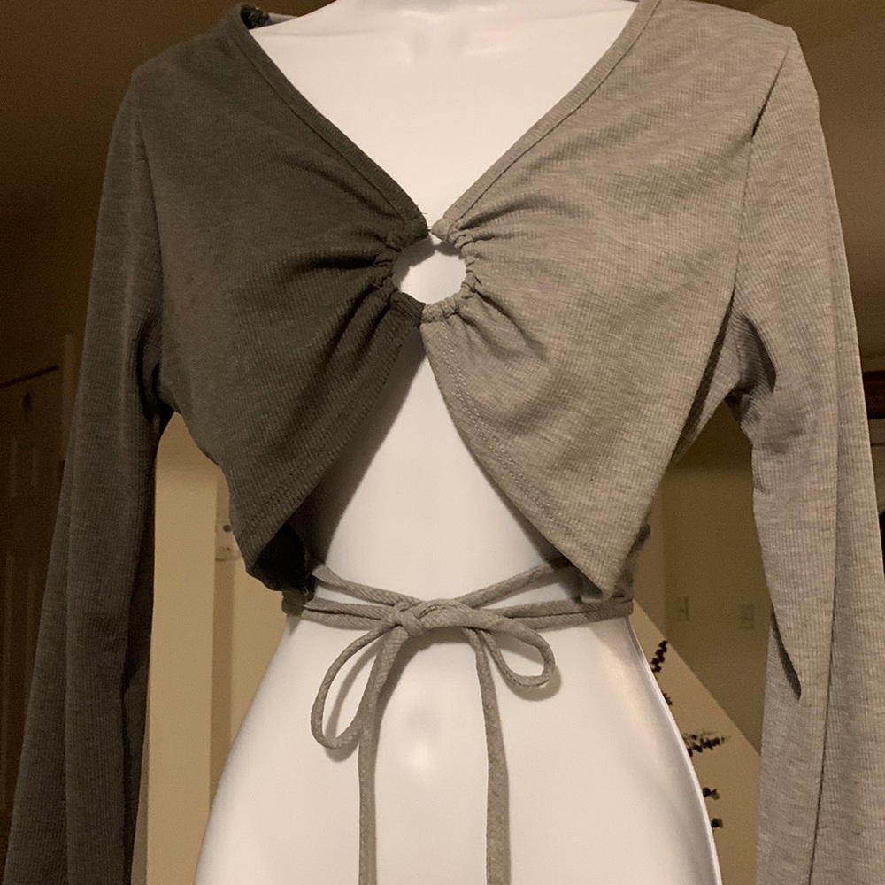 NWT Two Tone Heather Gray Crop Top by Love J in XL